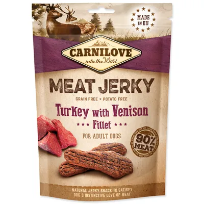 Produktbild von CARNILOVE Meat Jerky Turkey with Venison - Hundesnack - 100 g