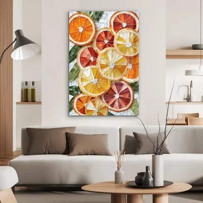 Produktbild von MuchoWow Glasbilder - Bilder auf Wandbild - Foto auf Glas Scheiben - Obst - Orange - Mosaik 80x120 cm Wanddekoration aus Glas - Acrylglasbild - Acrylbilder - Die Schlafzimmer