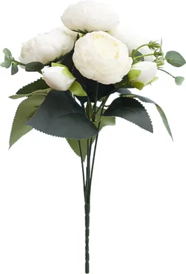 Produktbild von Pfingstrosenstrauß 1 Stück weiße dekorative künstliche Blumen