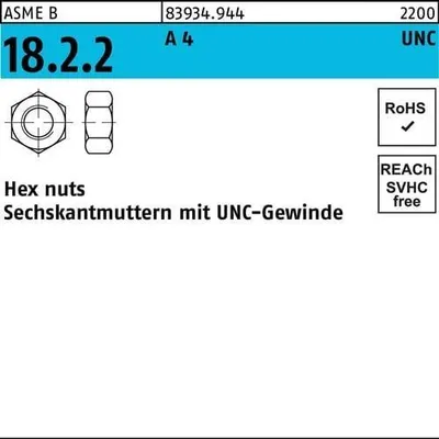 Produktbild von Reyher  Hex nuts 83934 A 4 5/8-11 UNC A 4 (25 Stück)