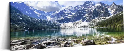 Produktbild von Berg- und Seelandschaft – Leinwandbild Wandbild – 125x50 cm – Leinwandbilder – Wandbilder – Schlafzimmer – Flur
