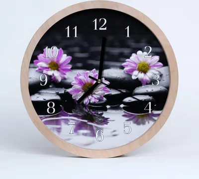 Produktbild von Holzuhr 30fi cm wanduhr - Blumen Natur