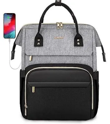 Produktbild von Laptop Rucksack Damen 17 Zoll, Groß, Wasserdicht, Grau Schwarz