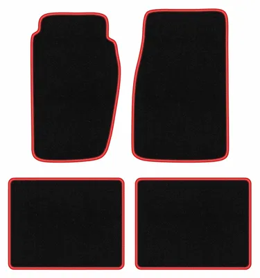 Produktbild von Fußmatten Velours Schwarz/Rot für Jeep Grand Cherokee XJ 1992-1998 Set 4-tlg