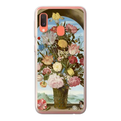 Produktbild von MuchoWow® Handyhülle Schutzhülle Hülle für Samsung Galaxy A20e Vase mit Blumen in einem Fenster - Gemälde von Ambrosius Bosschaert dem Älteren Silikon Softcase Handy Hülle - Abdeckung