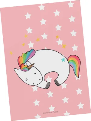 Produktbild von Mr. & Mrs. Panda Postkarte Einhorn Nacht - Rot Pastell - Geschenk, Unicorn, Einhörner, Postkarten, Ansichtskarten, Fotokarte, bildkarte, Menschen, Freundin, Grußkarte