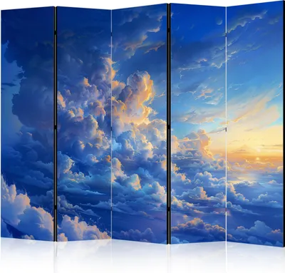 Zdjęcie produktu dla Parawan jednostronny Pejzaże 225x172 cm 5-częściowy niebieski