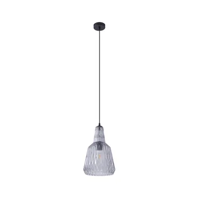 Produktbild von Lindby Hängeleuchte Belarion, grau, 1-flg., Glas, Ø 23 cm