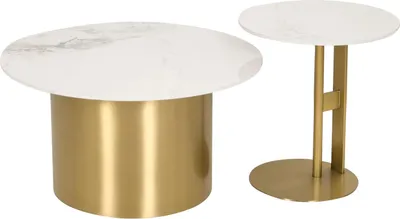 Obrázek produktu pro FURNLUX Konferenční stolek Modig Marble White And Gold 80 cm / Hlavní barva: bílá / Rozměry: 80 x 53 x 80 cm