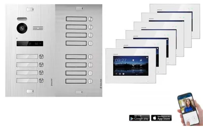 Produktbild von WLAN Video Türsprechanlage BALTER EVO 2-Draht BUS Komplettsystem für 12-Familienhaus Silber-Weiß