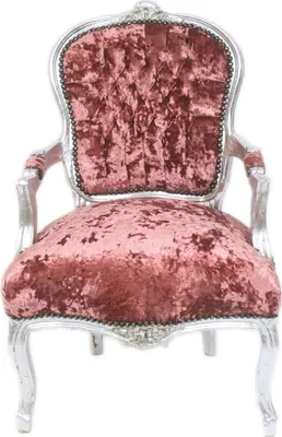 Immagine prodotto di Casa Padrino Sedia da salone barocca Tessuto velour bordeaux / Argento - Mobili antichi di design