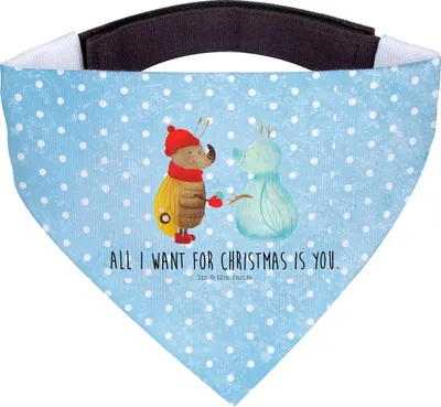 Produktbild von Mr. & Mrs. Panda Halstuch Hund Nachtfalter Schneemann - Eisblau - Geschenk, Hundehalstuch, Hunde, Winter, Tuch, Weihnachtsgruß, Winterzeit, Für, Schnee, Weihnachten