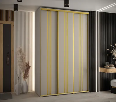 Obrázek produktu pro Šatní skříň INDIRA 6 - 150/60 cm, kašmír / zlatá