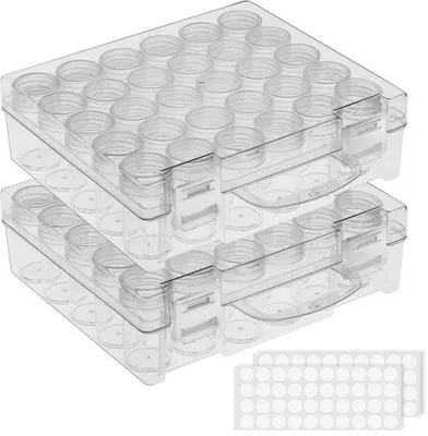 Zdjęcie produktu dla Akcesoria do obrazków z kryształkami, zestaw 30 kryształków, projekty DIY, 2 sztuki, plastikowe pudełko