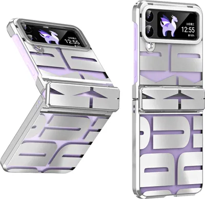 Image de Etui pour Samsung Galaxy Z Flip 3 5G, étui transparent galvanisé avec protection de la charnière Argent