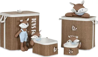 Produktbild von Korb für schmutzige Wäsche Home ESPRIT Blau Braun natürlich Für Kinder 44 x 44 x 45 cm 4 Stücke