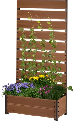 Produktbild von dobar WPC Pflanzkübel mit Rankgitter, dunkelbraun, 72x33x137 cm