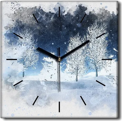 Produktbild von Coloray Uhr auf Leinwand 30x30 cm Wand Uhr Dekoration Wohnzimmer Segeltuch schwarze Hände -Aquarelllandschaft