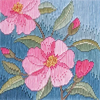 Produktbild von Bothy Threads Langstich-Set "Kamelien", 11x11cm, DWSLS14, Zählmuster