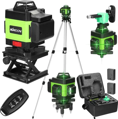 Produktbild von Kreuzlinienlaser mit Stativ, 4x360° 16 Laser Level, Kreuzlinienlaser Grün 25m, Laser Wasserwaage mit Magnetischer, Stativ, Hebehalterung, Drehständer und tragbarer Koffer-Grün