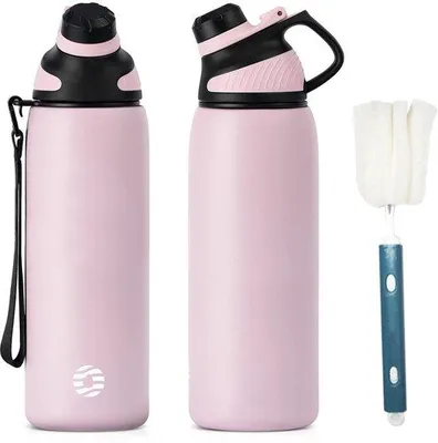 Image de Bouteille de sport 1 L en acier inoxydable, sans BPA, avec bouchon magnétique