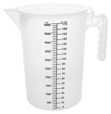 Productafbeelding van Maatbeker van 5 liter, gemaakt van PP, met deksel. Transparante meetbeker met een nauwkeurige schaal, geschikt voor gebruik in de horeca