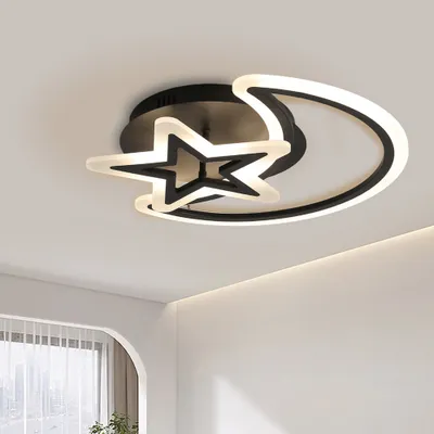 Produktbild von 62W LED Deckenleuchte Dimmbar Deckenlamape mit Fernbedienung Wohnzimmer Modern Geometrisch Küchenlampe Deckenleuchten Mondstern Lampe für Flur