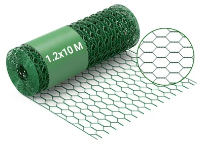 Zdjęcie produktu dla Siatka do budowy klatek, zielona, 10 metrów, rolka o wysokości 120 cm