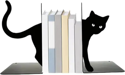 Produktbild von Dekorative Buchstützen in Katzenform aus Metall für stabile Regalorganisation