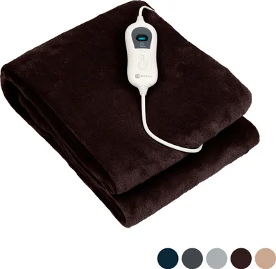 Produktbild von Nuvoo Heizdecke – 180 x 160 cm – XL – automatische Abschaltung – Überhitzungsschutz – 3 Einstellungen – 120 W – 2 Personen – Heizdecke – Braun