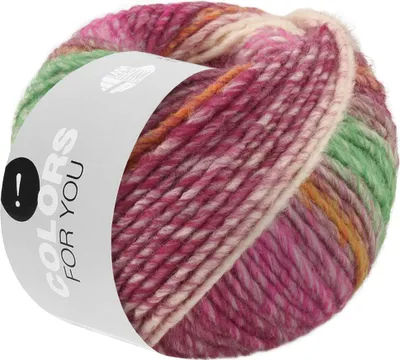 Produktbild von Lana Grossa COLORS FOR YOU 50 g voluminöses Dochtgarn mit Farbverlauf 90 m Farbe 156 - Orange/Pink/Weinrot/Fuchsia/Flieder/Jadegrün/Ocker/Ecru