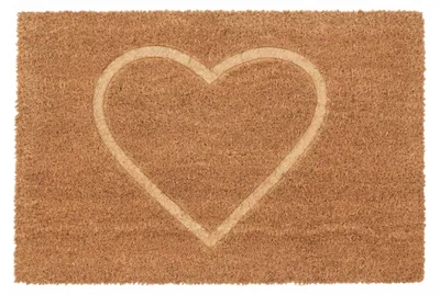 Obrázek produktu pro Relaxdays kokosová rohož, rohožka ve tvaru srdce, 60 x 40, protiskluzová rohožka, odolná proti povětrnostním vlivům, rohožka do interiéru i exteriéru, přírodní