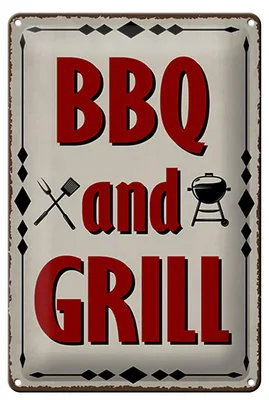 Produktbild von Blechschild Hinweis 12x18 cm BBQ and Grill  Deko Schild