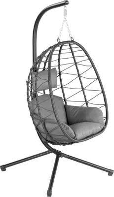 Produktbild von HinHocker Hängesessel mit Gestell, Anthrazit, Hängeschaukel für Indoor und Outdoor, Schaukelstuhl