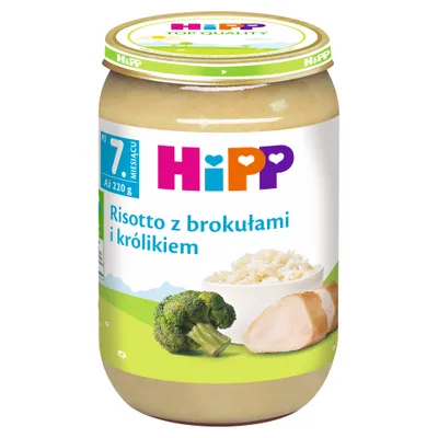 Produktbild von Hipp Risotto mit Brokkoli und Kaninchen nach 7 Monaten 220 G