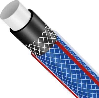 A cutaway view of a layered hose.