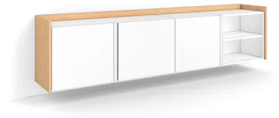 Image de Meuble tv effet bois blanc et chêne 207x35x50cm suspendu