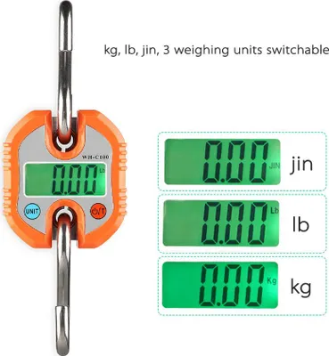Obrázek produktu pro Mini přenosná elektronická váha Digitální váha na zavazadla Váha na ryby s funkcí sledování nuly a tárování 150kg Dvojrozsahová váha Digitální závěsná váha