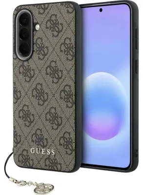 Produktbild von Handyhülle für Galaxy A57 5G, Guess Charms Collection, Braun mit goldenem Anhänger