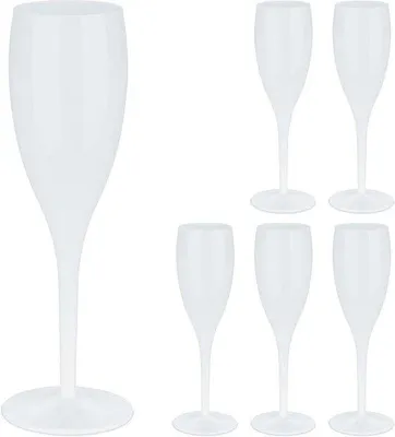 Produktbild von Famanu Kunststoff-Champagnergläser - Set von 6 - Unzerbrechlich und wiederverwendbar - 100 ml - Weiß