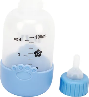 Immagine prodotto di 100 ml biberon per animali domestici, design universale a zampa, set di alimentazione in silicone per cuccioli, gatti, blu