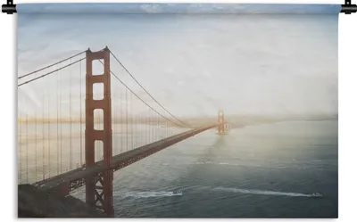 Produktbild von MuchoWow® Wandteppich Wandbehang Morgennebel an der Golden Gate Bridge in Kalifornien 90x60 cm Tapisserie Dekoration Wandtuch - Wandskulpturen - Bildteppich