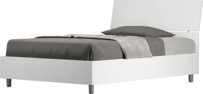 Produktbild von ITYHOME - Bett ohne Lattenrost 120x190 schräges Kopfteil Esche weiß Demas