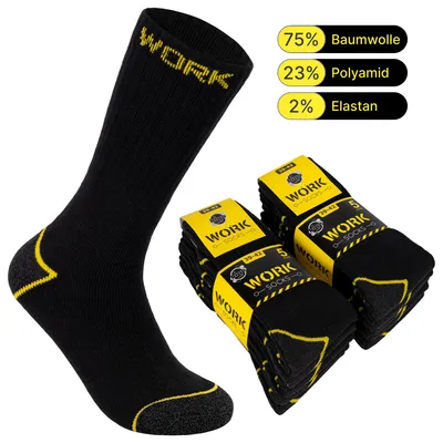 Produktbild von Herren Arbeitssocken (10 oder 20 Paar) WORK Socken Baumwolle Schwarz 39 - 42 10 Paar