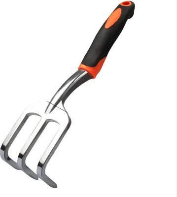 Produktbild von INF Dreizahn-Gartenharke aus Aluminiumlegierung für Gartenarbeit und Bodenlockerung Orange