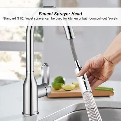 Produktbild von Ausziehbarer Wasserhahn für Küche und Bad mit Sprühkopf – verchromt – Wasser sparender Wasserhahn mit modernem Design.