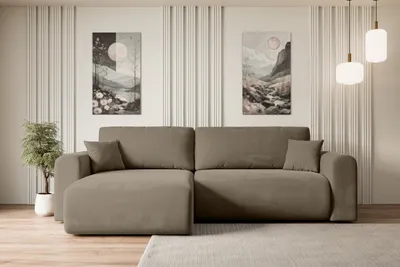 Produktbild von ALTDECOR Ecksofa mit Schlaffunktion und Bettkasten Corner Sofa Eckcouch Couch L-Form universal, links/rechts Schlafcouch Ausziehbar Wohnlandschaft Schlafsofa ORRO-L - 272x145x83cm Braun