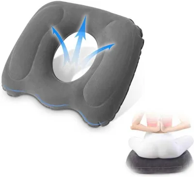 Imagen del producto de Cojín inflable con forma de dona, ortopédico, ergonómico, de color gris, para oficina y automóvil