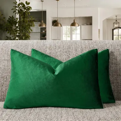 Produktbild von Samtkissenbezüge weich 50x30 cm Armeegrün 2 Stück