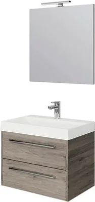 Produktbild von Pelipal Badmöbel-Set Milano BxHxT 70 x 200 x 45 cm Frontfarbe eiche sanremo mit Mineralguss-Waschtisch weiß SET-138-010